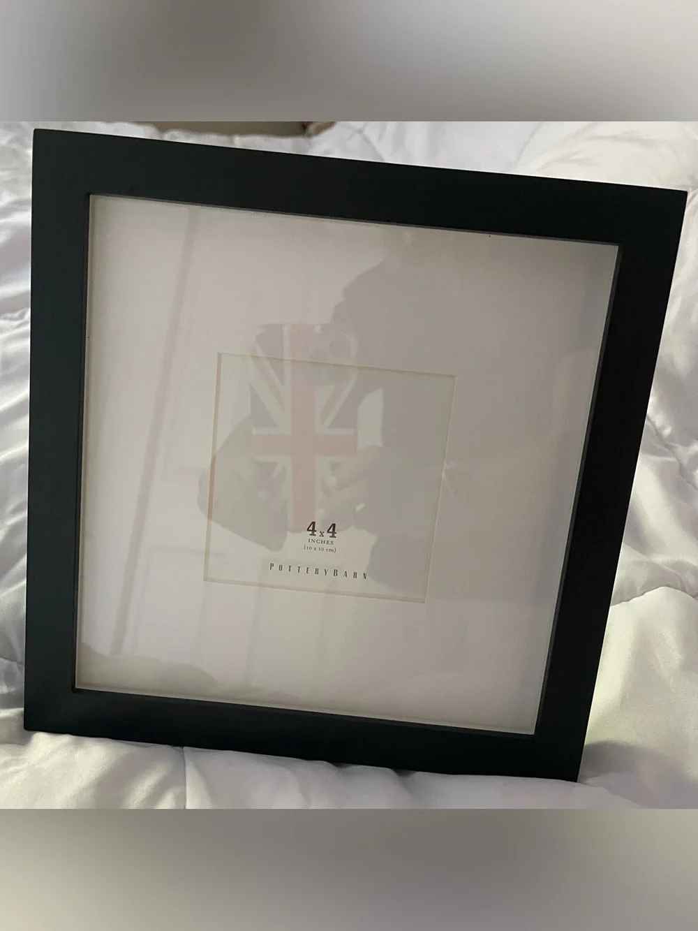 Pottery Barn Box Photo Frame Matt Black 4 x 4 Minimalist Decor Modern Tabletop